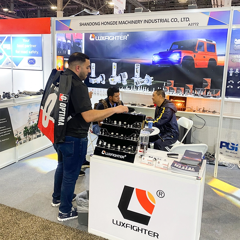 LUXFIGHTER LED headlights at Automotive Aftermarket Products Expo